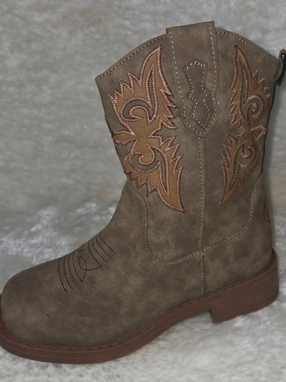 Cowboy Boots Square Toe KIDS Size US 2 Faux Leather By Pawz Stepping Stones NEW